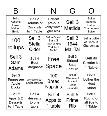 Server Bingo Card