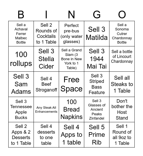 Server Bingo Card