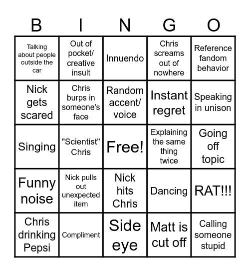 Sturniolo triplets Bingo Card