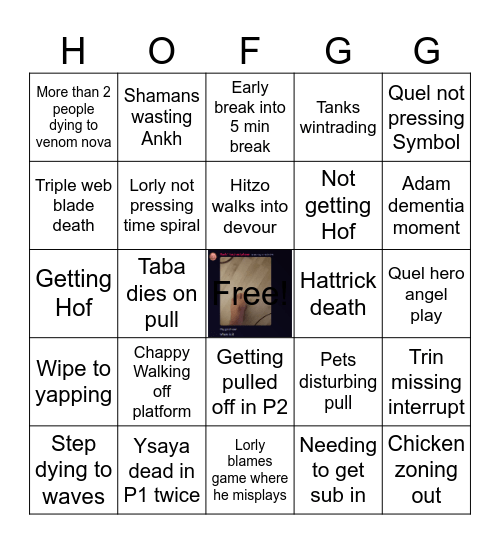 Ansurek HoF Final Night Bingo Card