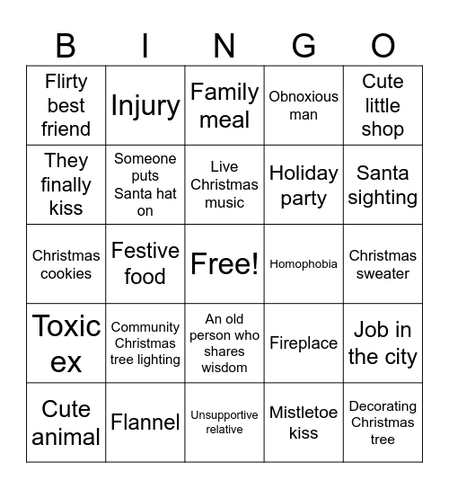 Hallmark Holiday Movie Bingo (Gay) Bingo Card