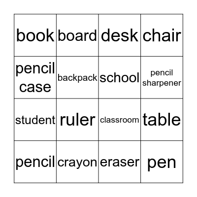 Classroom Bingo Card