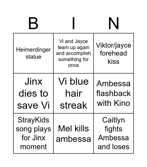 Arcane 2.9 Bingo Card