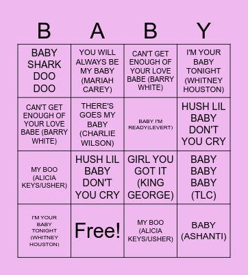 OH BABY MUSICAL BINGO Card