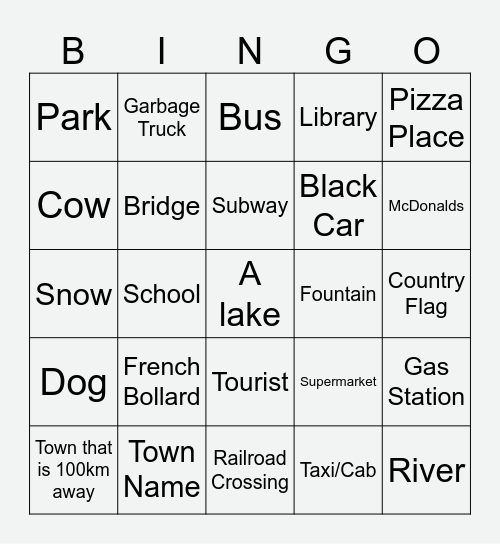 Geoguessr Bingo Card