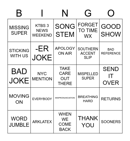 MADISON Bingo Card