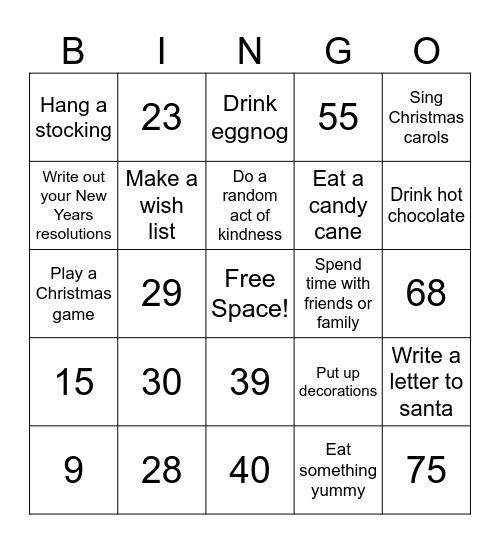 Christmas Bingo Card