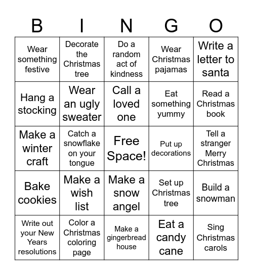 Christmas Bingo Card