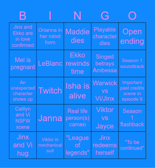 Arcane season 2 act 3 Bingo Card