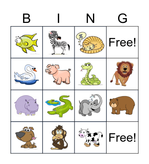 Animal Bingo Card