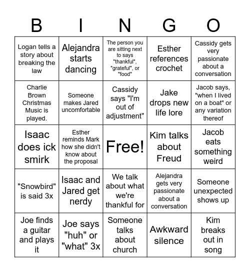 Friendsgiving Bingo Card