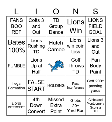 LIONS BINGO 2024 Bingo Card