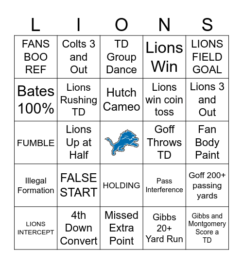 LIONS BINGO 2024 Bingo Card