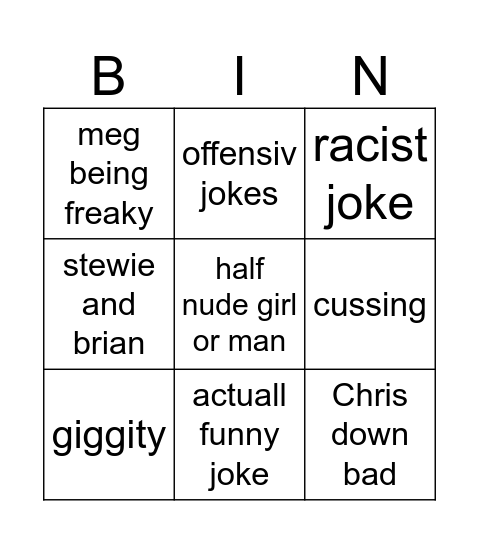 family gay Bingo Card