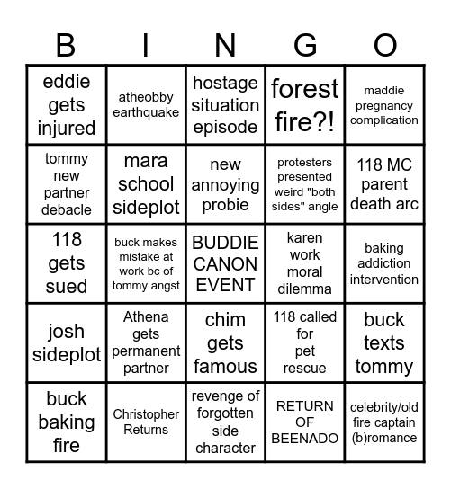 9-1-1 BINGO Card