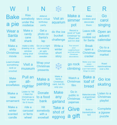 Winter Bingo 2024 Bingo Card
