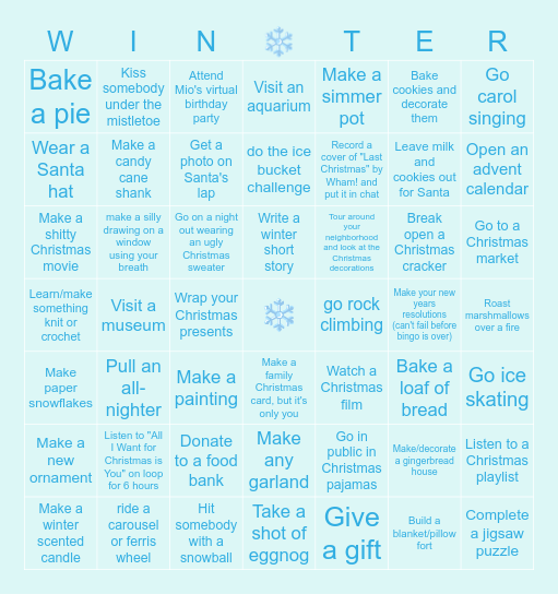 Winter Bingo 2024 Bingo Card