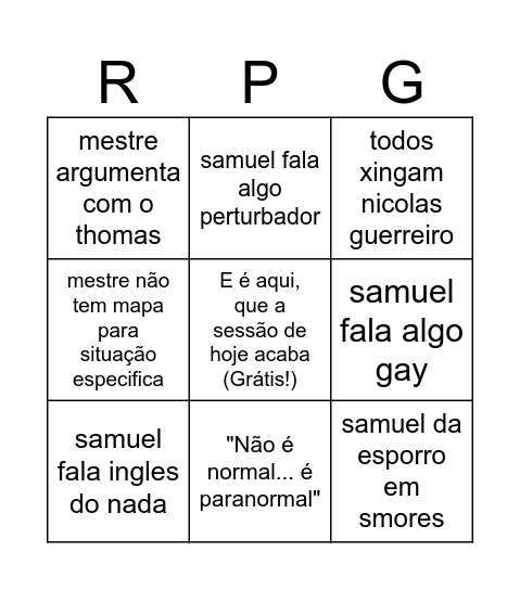 Rompimento Bingo!! Bingo Card