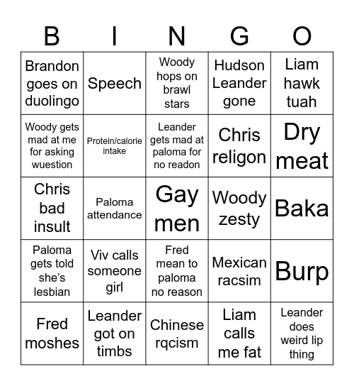 Friendsgiving Bingo Card