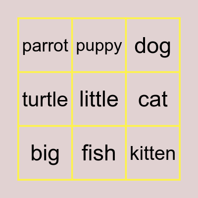 Pets! Bingo Card