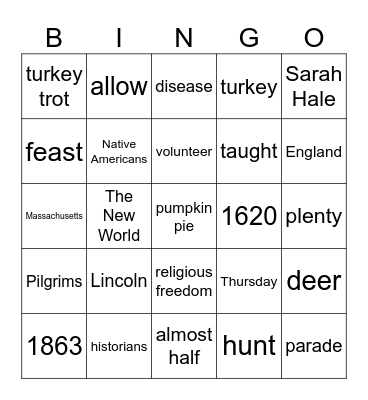 Thanksgiving Bingo Card