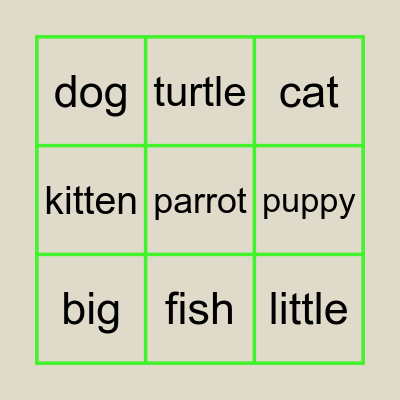 Pets! Bingo Card