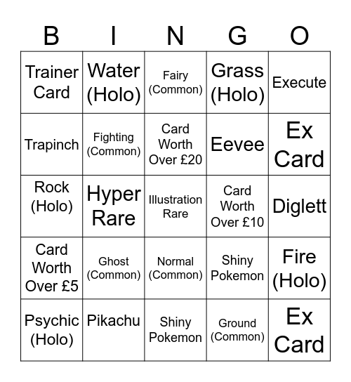 Pokemon Bingo! (MARCO) Bingo Card