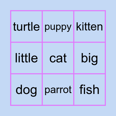 Pets! Bingo Card