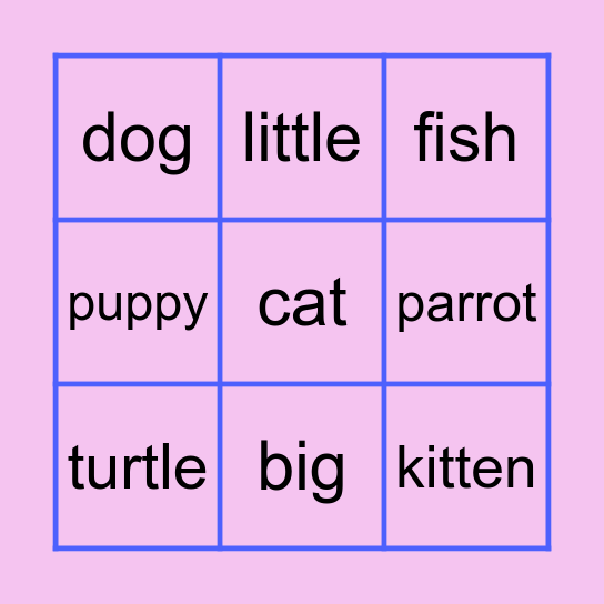 Pets! Bingo Card