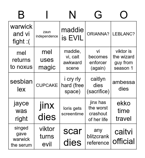 Arcane Act III Bingo Card