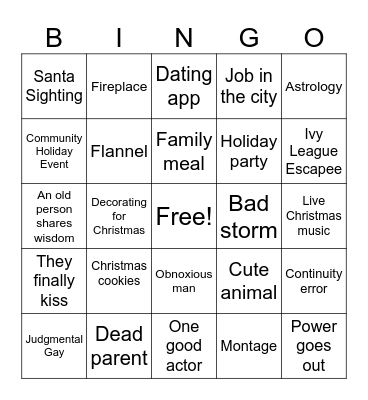 Another Gay Holiday Bingo Card