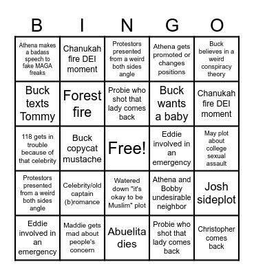9-1-1 Bingo Card