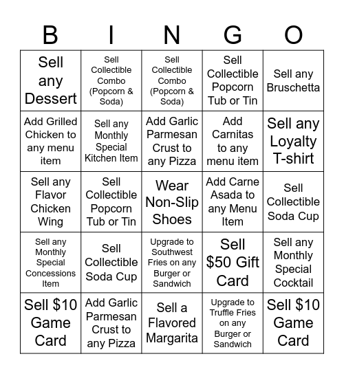 Server Bingo Card