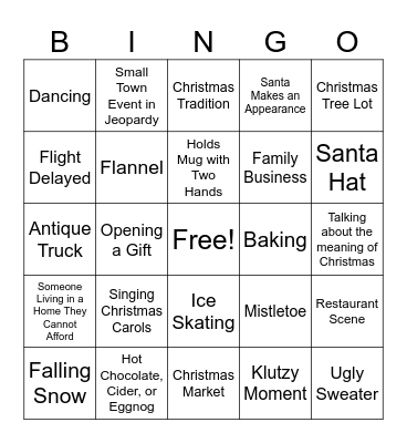 Hallmark Christmas Movie Bingo Card