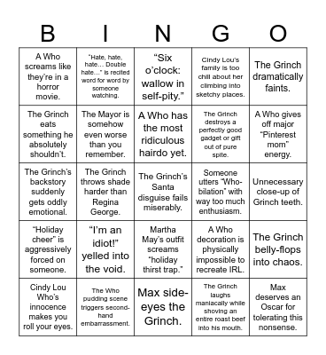 Grinch Bingo Card