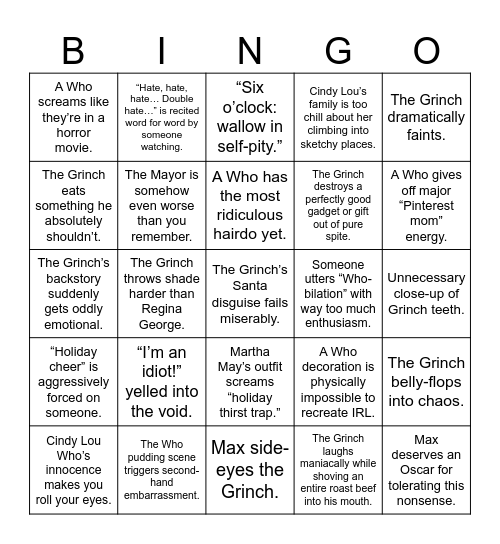 Grinch Bingo Card