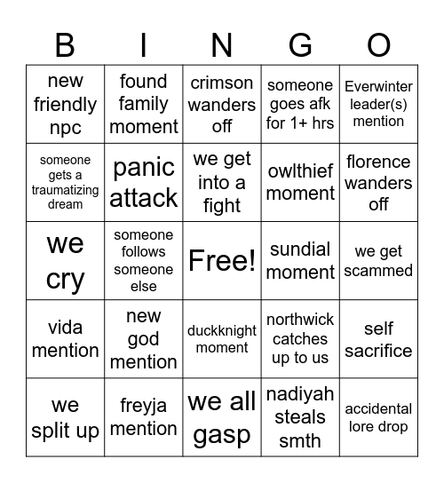 SESSION 16 Bingo Card