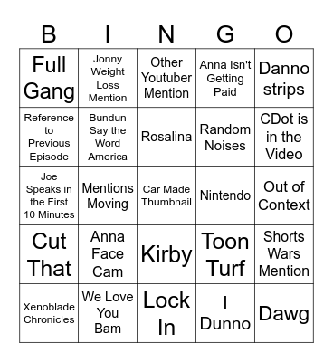 Untitled Bingo Card