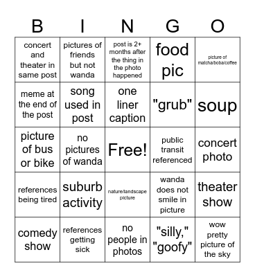 __passworlds IG post Bingo Card