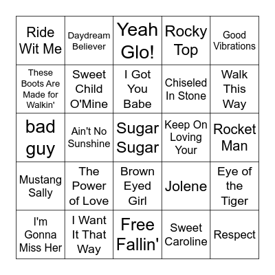 Song Bingo Card