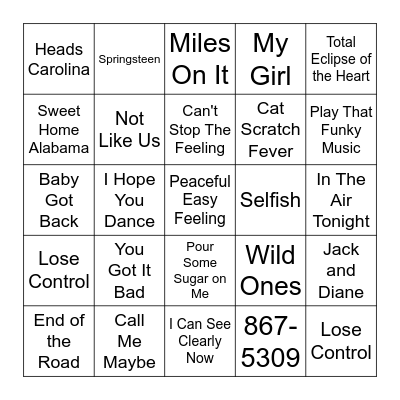 Song Bingo Card