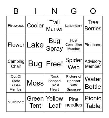 CAMPING BINGO! Bingo Card