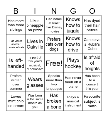 Human Bingo Card