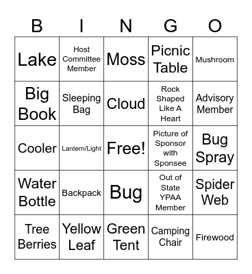 CAMPING BINGO Card