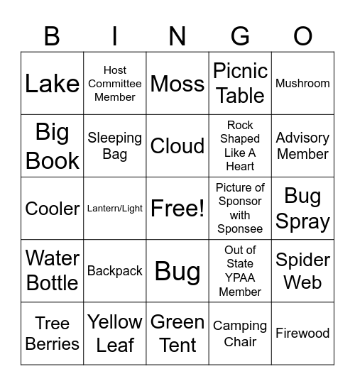 CAMPING BINGO Card