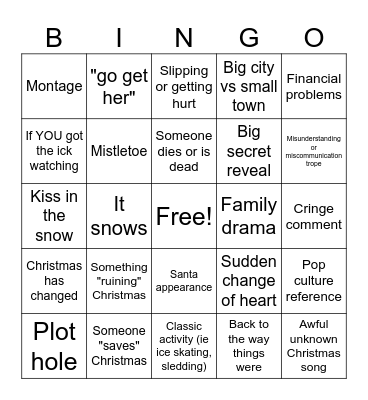 Christmas Movie Bingo Card