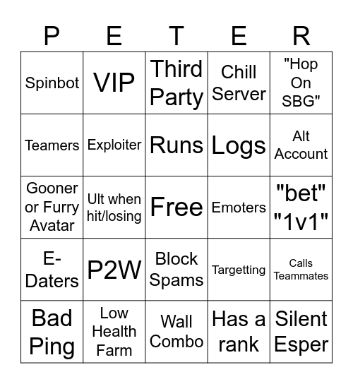 Ultimate Battlegrounds Bingo Card