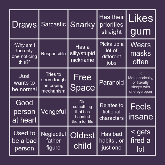 micheal afton bingo Card