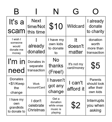Be the Joy Excuses Bingo Card