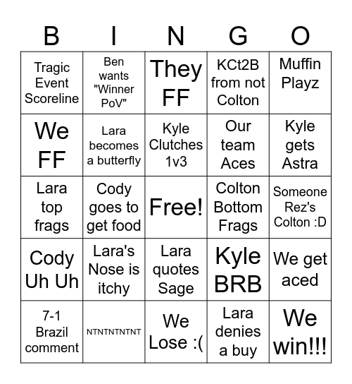 Valorant! Bingo Card